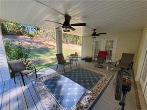 view of patio with ceiling fan