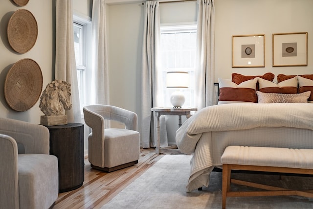 bedroom featuring light wood-type flooring