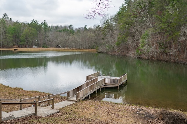 view of dock featuring a water view