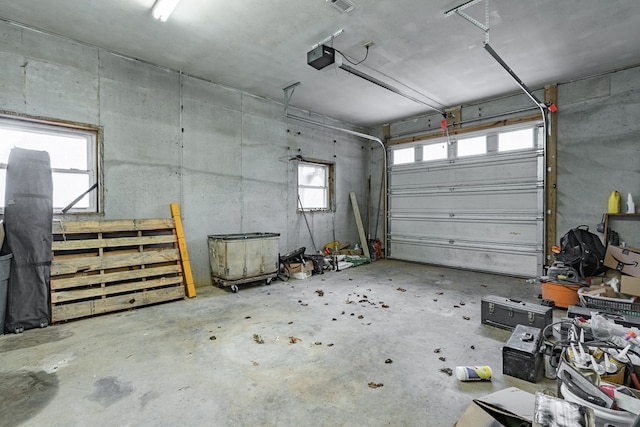 garage with a garage door opener