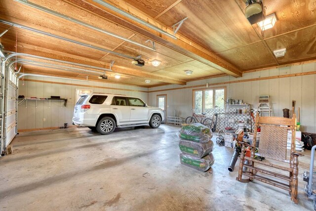 garage with a garage door opener