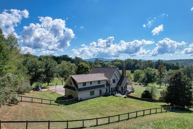 aerial view with a rural view