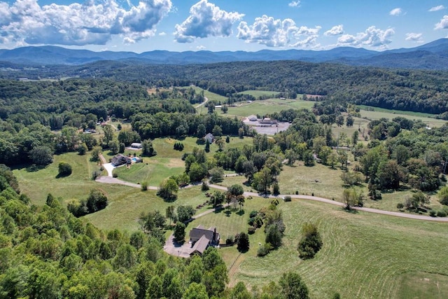 drone / aerial view featuring a mountain view