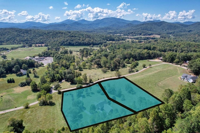 birds eye view of property with a mountain view