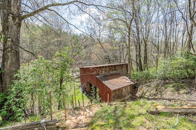211 Gregory Hollow Rd, Robbinsville, NC 28771 - view of outdoor structure with a wooded view and an outdoor structure