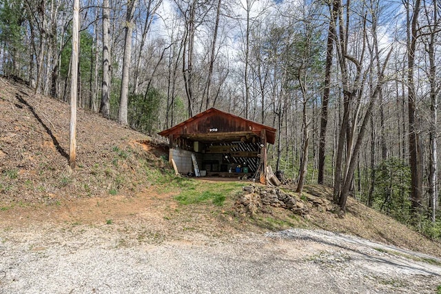 211 Gregory Hollow Rd, Robbinsville, NC 28771 - exterior space featuring a forest view and an outdoor structure