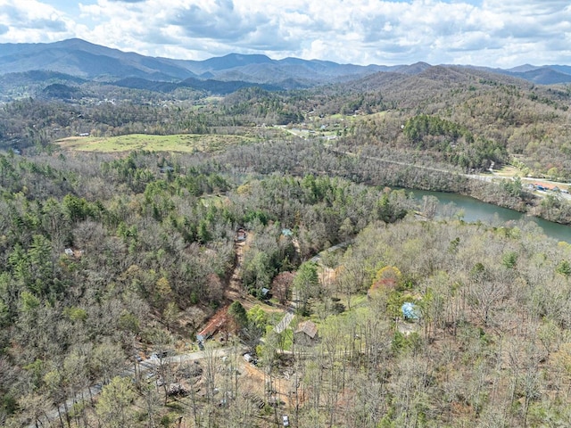211 Gregory Hollow Rd, Robbinsville, NC 28771 - drone / aerial view with a wooded view and a water and mountain view