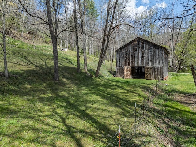 211 Gregory Hollow Rd, Robbinsville, NC 28771 - view of yard with an outdoor structure and a barn