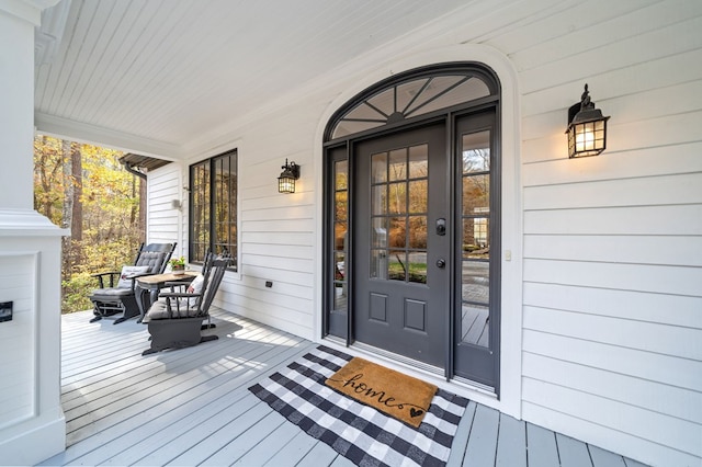 property entrance with a porch