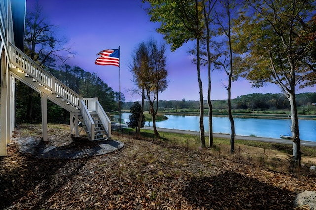 view of water feature featuring stairs