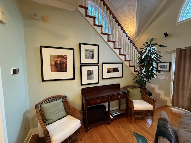 living area with light wood-type flooring