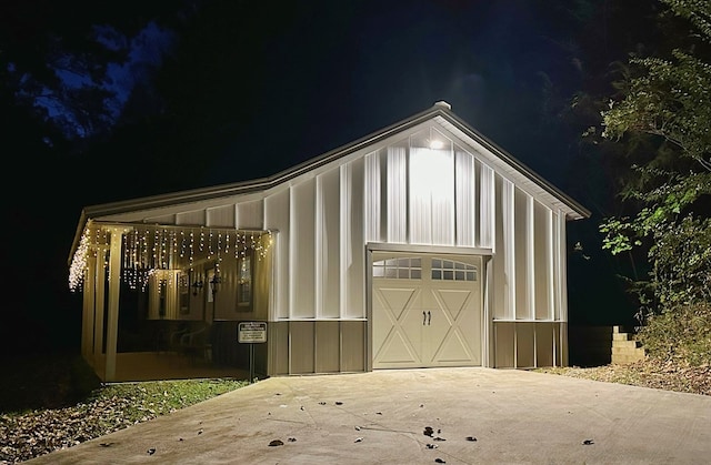 view of outbuilding featuring a garage