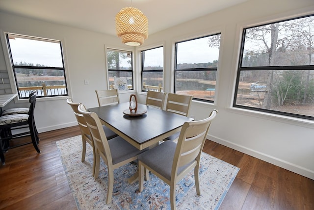 dining area featuring dark hardwood / wood-style floors