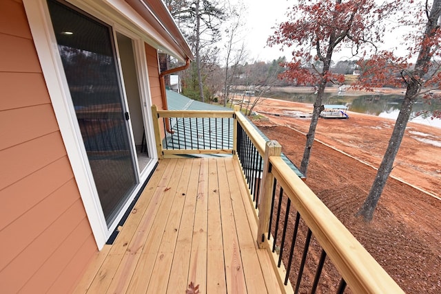 deck with a water view