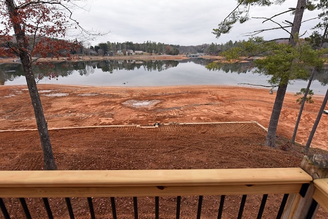 view of yard with a water view