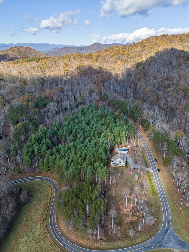 birds eye view of property with a mountain view