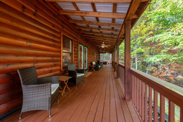 deck featuring ceiling fan