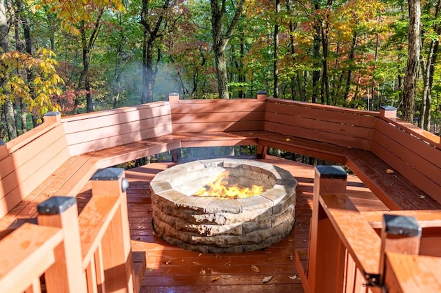 view of patio / terrace with an outdoor fire pit