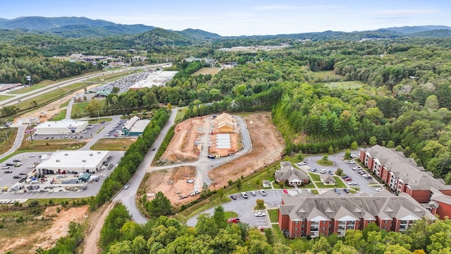 aerial view with a mountain view