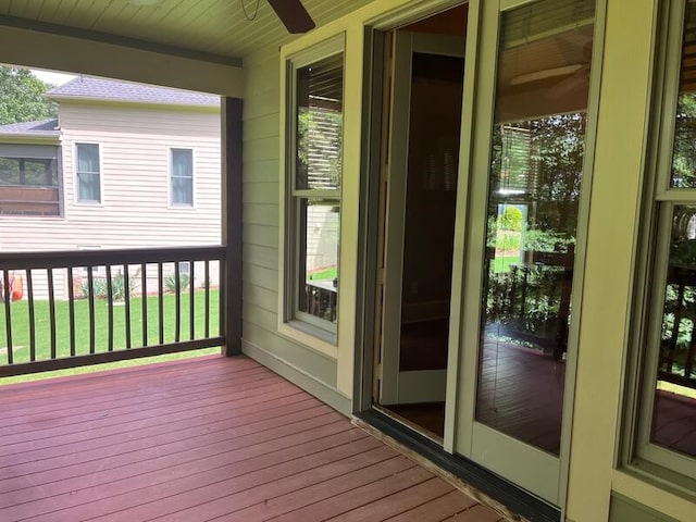 366 Licklog Rdg, Hayesville, NC 28904 - wooden terrace with a ceiling fan