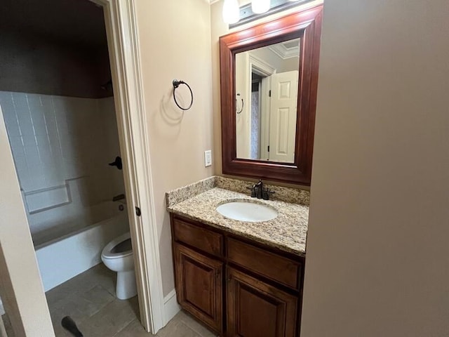 366 Licklog Rdg, Hayesville, NC 28904 - full bathroom with vanity, ornamental molding, shower / tub combination, and tile patterned floors
