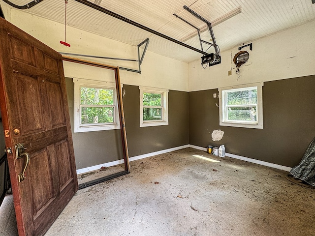 garage with a garage door opener