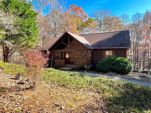 199 Orlon Dr, East Ellijay, GA 30540 - chalet / cabin featuring covered porch and a shingled roof