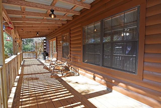 wooden deck with covered porch