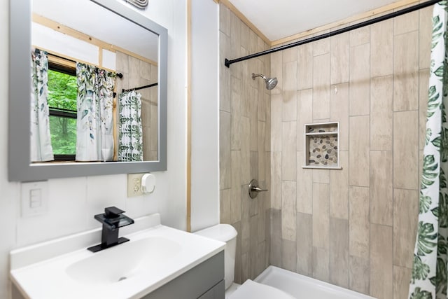338 Canter Ct, Ellijay, GA 30540 - full bath with a shower with curtain, toilet, and vanity