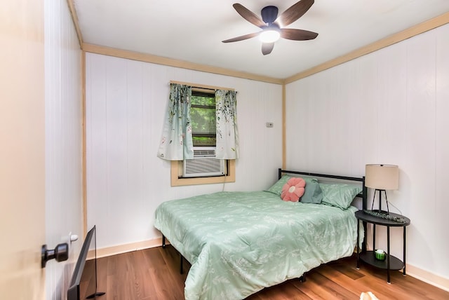 338 Canter Ct, Ellijay, GA 30540 - bedroom featuring wood finished floors, baseboards, ceiling fan, and cooling unit