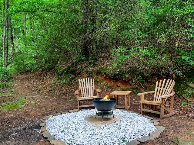 338 Canter Ct, Ellijay, GA 30540 - view of patio featuring a fire pit