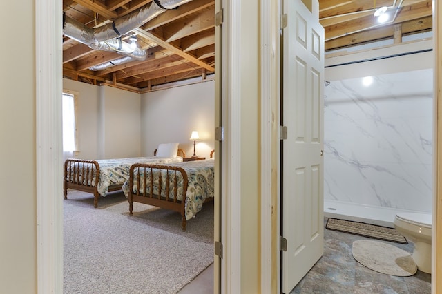 bedroom with concrete floors