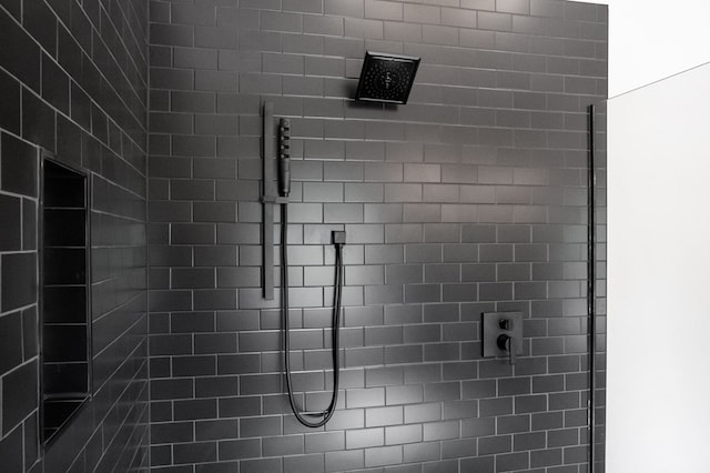 interior details with tiled shower