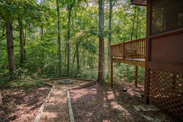 view of yard featuring a deck