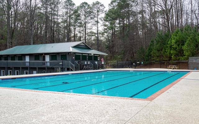 view of pool featuring a deck