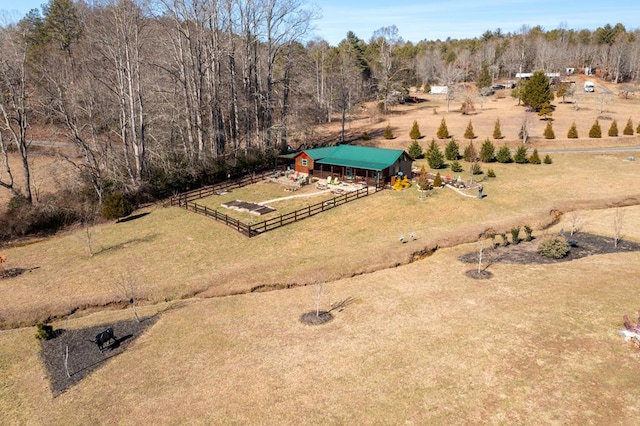 drone / aerial view with a rural view