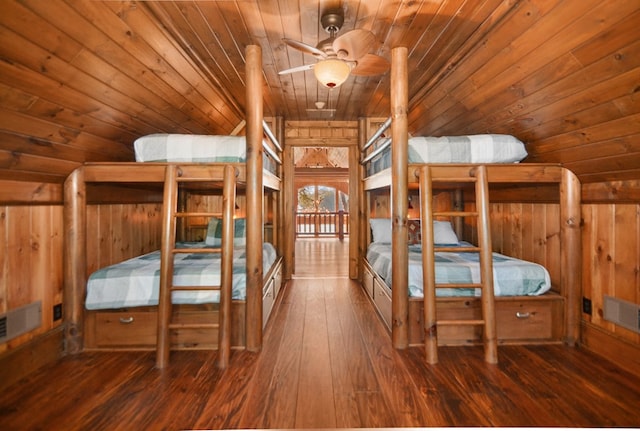 686 Lake Dr N, Morganton, GA 30560 - bedroom featuring wood ceiling, wood walls, and hardwood / wood-style floors