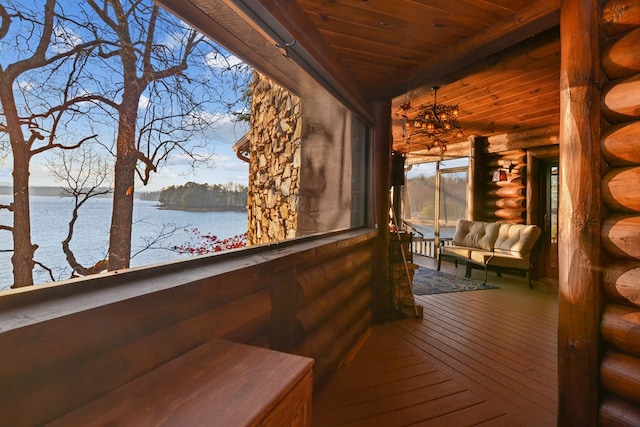 686 Lake Dr N, Morganton, GA 30560 - wooden terrace featuring a water view and outdoor lounge area