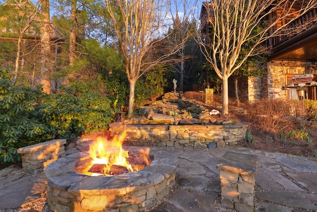 686 Lake Dr N, Morganton, GA 30560 - view of patio / terrace with an outdoor fire pit
