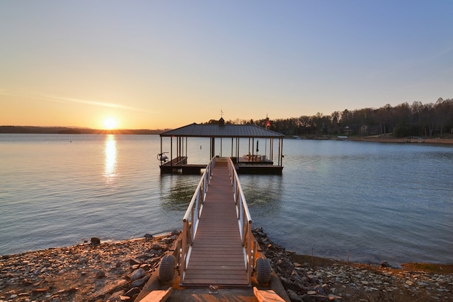 686 Lake Dr N, Morganton, GA 30560 - dock with a water view, boat lift, and central AC unit