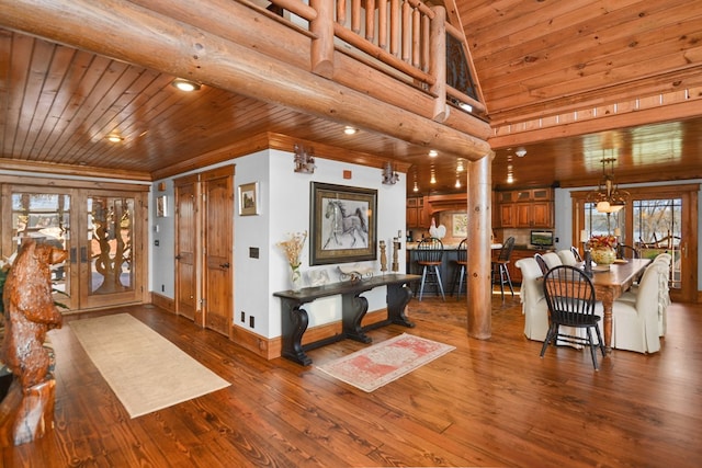 686 Lake Dr N, Morganton, GA 30560 - foyer with wooden ceiling, healthy amount of natural light, wood-type flooring, and baseboards