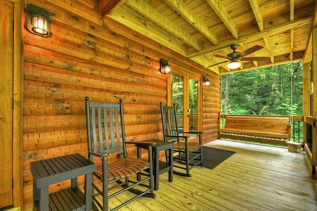4527 Gates Chapel Rd, Ellijay, GA 30540 - deck featuring ceiling fan and french doors