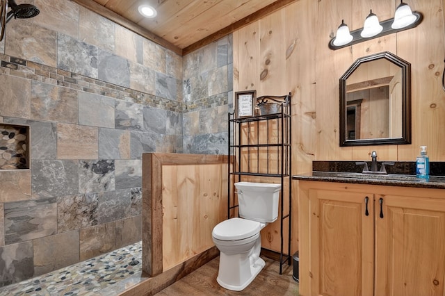 4527 Gates Chapel Rd, Ellijay, GA 30540 - full bathroom featuring walk in shower, vanity, and wood ceiling