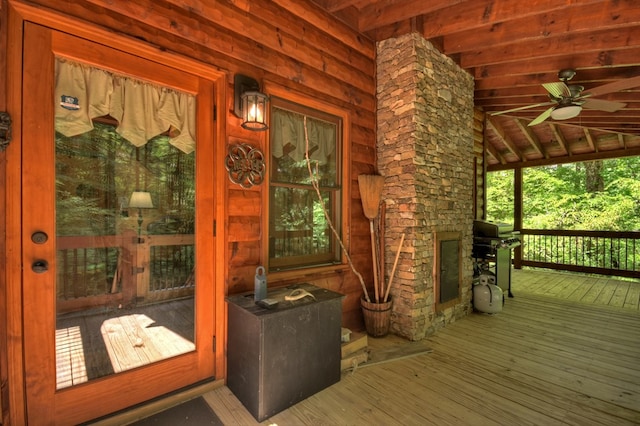 4527 Gates Chapel Rd, Ellijay, GA 30540 - property entrance featuring a porch and a ceiling fan