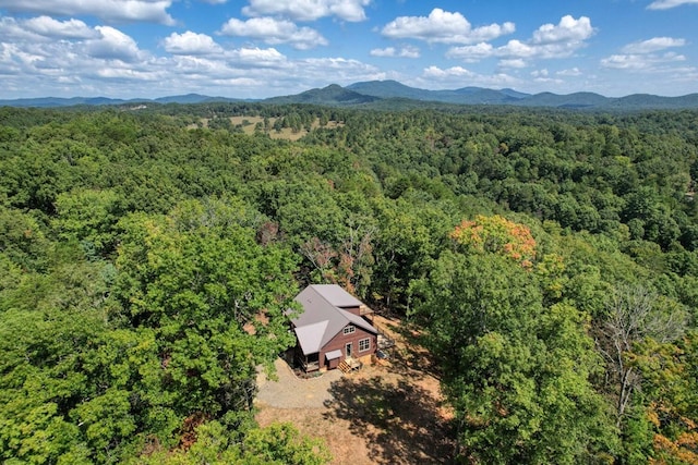 drone / aerial view featuring a mountain view