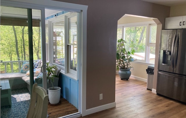 entryway with light wood-type flooring