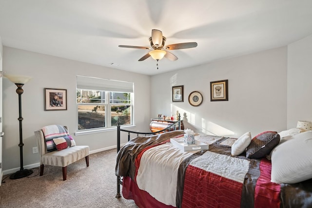 9475 Dunmoore Dr, Cumming, GA 30028 - bedroom with visible vents, baseboards, carpet, and a ceiling fan