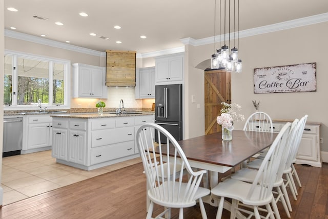 270 Milford Trl, Talking Rock, GA 30175 - kitchen with crown molding, dishwasher, a sink, and high end black refrigerator