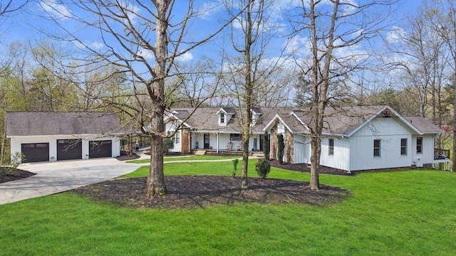 270 Milford Trl, Talking Rock, GA 30175 - view of front facade featuring an outbuilding, concrete driveway, a garage, and a front lawn