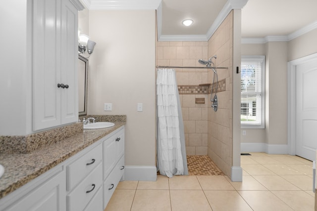 270 Milford Trl, Talking Rock, GA 30175 - full bath featuring ornamental molding, baseboards, tiled shower, and vanity